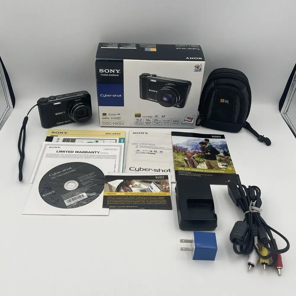Sony Cyber-shot DSC-HX5V 10.2MP Digital Camera - Black (Full Box & Accessories)